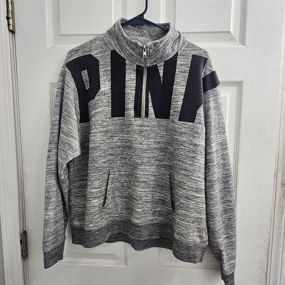 PINK Victoria's Secret Men's Heather Gray Zip-Up Sweater